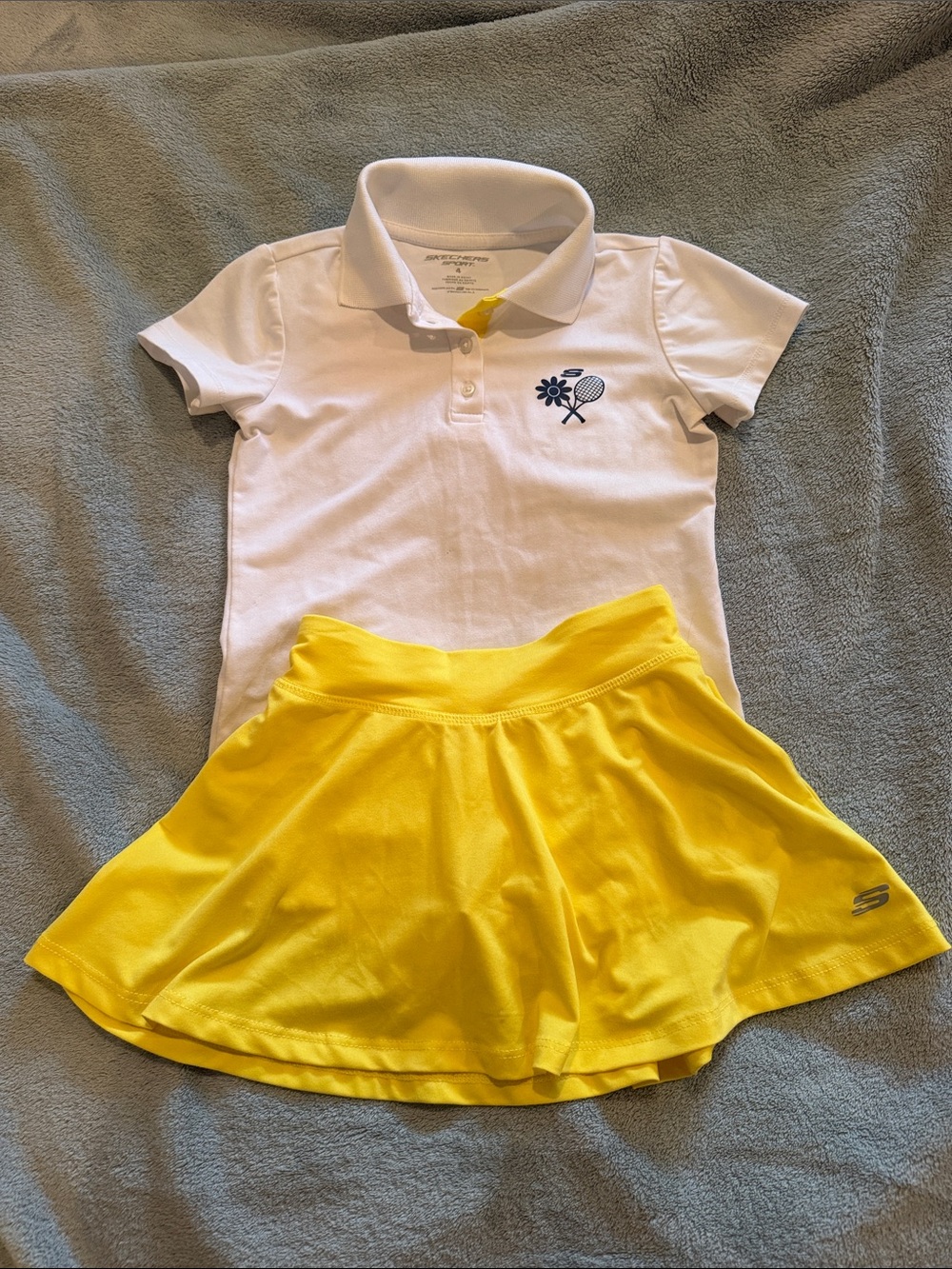 Skechers White Polo Top with Yellow Skort